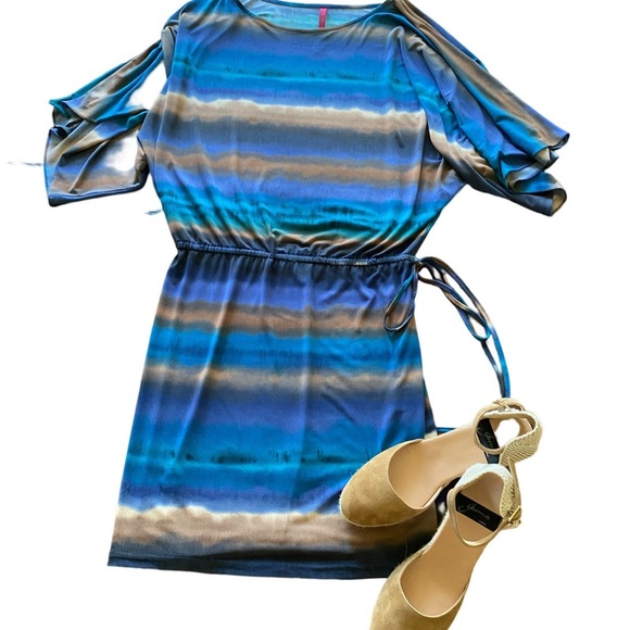 VGUC Anthropologie Kimono Style Relaxed Fit Tie Dye Dress,Drawstring Waist - Picture 3 of 12